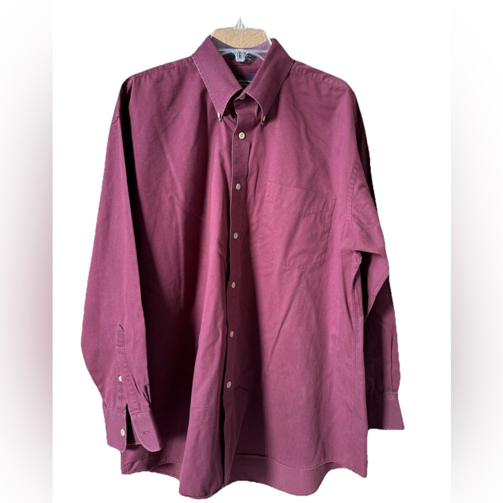 Roundtree & Yorke Maroon Men’s Long Sleeve Button Down Shirt Size 17 - 35